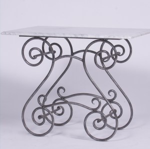 Steel Table Marble Glass Outdoor Cement French Provincial Le Forge